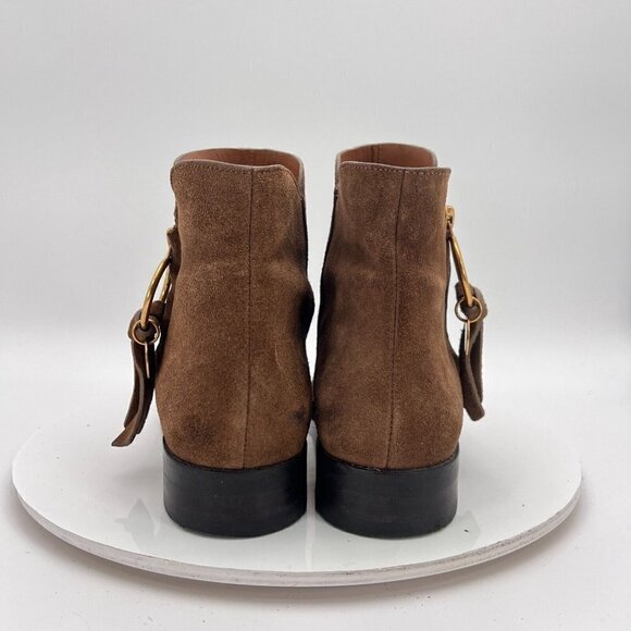 See By Chloe Women Size Eu 39.5 US 9.5 Brown Suede Leather Side Zip Ankle Boot - Picture 6 of 16